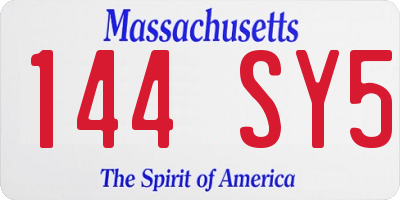 MA license plate 144SY5