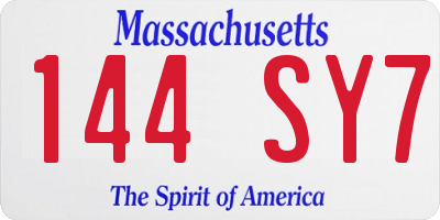 MA license plate 144SY7