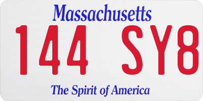 MA license plate 144SY8