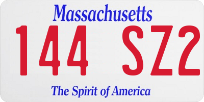 MA license plate 144SZ2