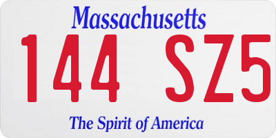 MA license plate 144SZ5