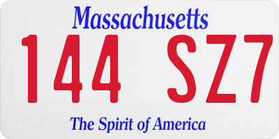 MA license plate 144SZ7