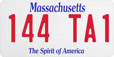 MA license plate 144TA1