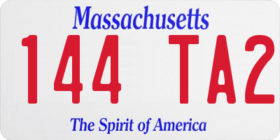 MA license plate 144TA2