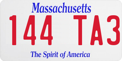 MA license plate 144TA3