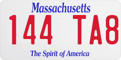 MA license plate 144TA8