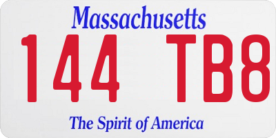 MA license plate 144TB8