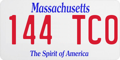 MA license plate 144TC0