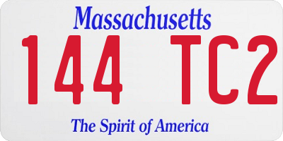 MA license plate 144TC2