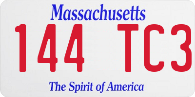 MA license plate 144TC3