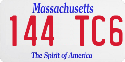 MA license plate 144TC6