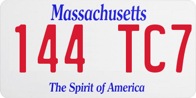 MA license plate 144TC7