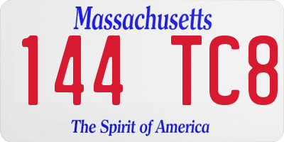 MA license plate 144TC8