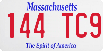 MA license plate 144TC9