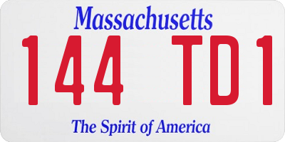 MA license plate 144TD1