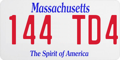 MA license plate 144TD4
