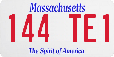 MA license plate 144TE1