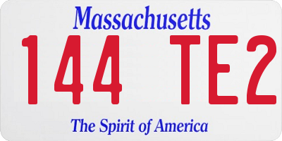 MA license plate 144TE2