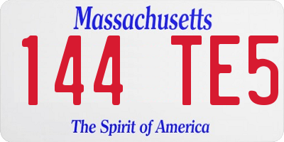 MA license plate 144TE5
