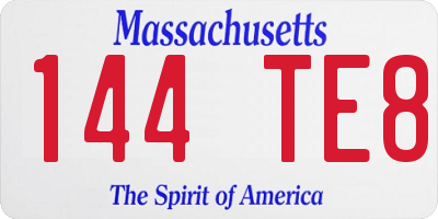 MA license plate 144TE8