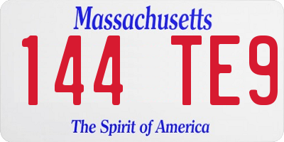 MA license plate 144TE9
