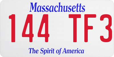 MA license plate 144TF3