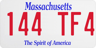 MA license plate 144TF4