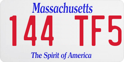 MA license plate 144TF5