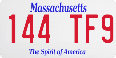MA license plate 144TF9