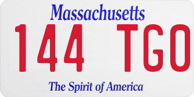 MA license plate 144TG0