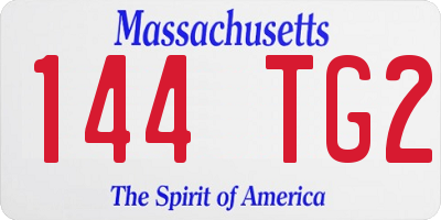 MA license plate 144TG2