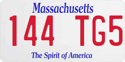 MA license plate 144TG5