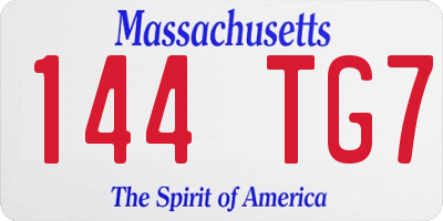 MA license plate 144TG7