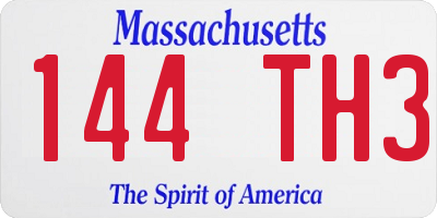 MA license plate 144TH3