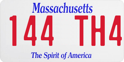 MA license plate 144TH4