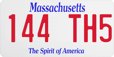 MA license plate 144TH5