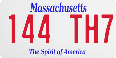 MA license plate 144TH7