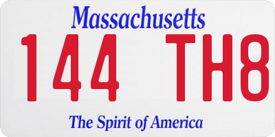 MA license plate 144TH8