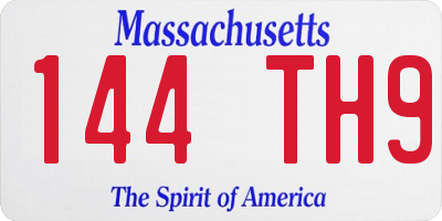 MA license plate 144TH9