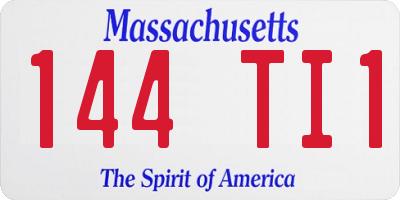 MA license plate 144TI1