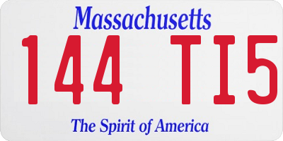 MA license plate 144TI5