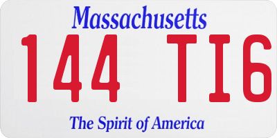 MA license plate 144TI6