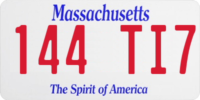 MA license plate 144TI7