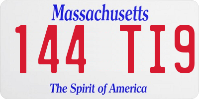 MA license plate 144TI9