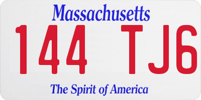 MA license plate 144TJ6