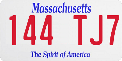 MA license plate 144TJ7