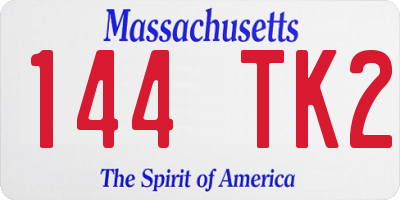 MA license plate 144TK2