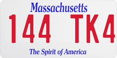 MA license plate 144TK4