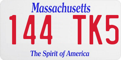 MA license plate 144TK5