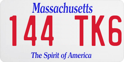 MA license plate 144TK6
